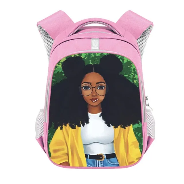 Cute Afro Black Girl with Crown Backpack