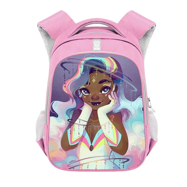 Cute Afro Black Girl with Crown Backpack
