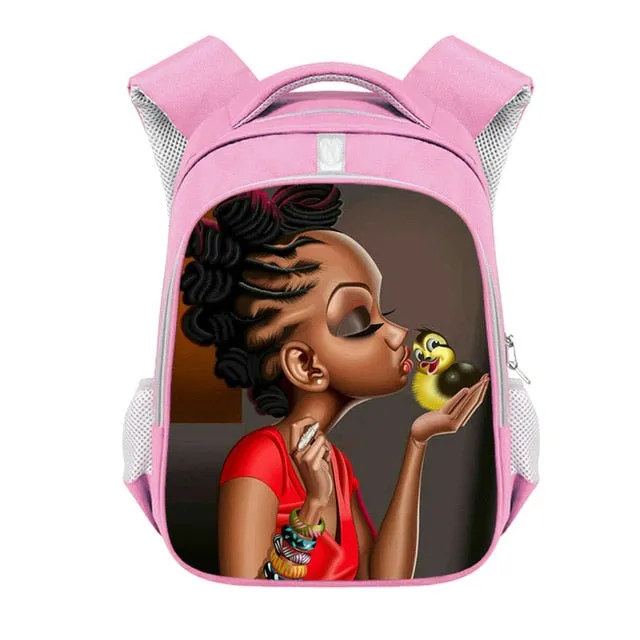 Cute Afro Black Girl with Crown Backpack