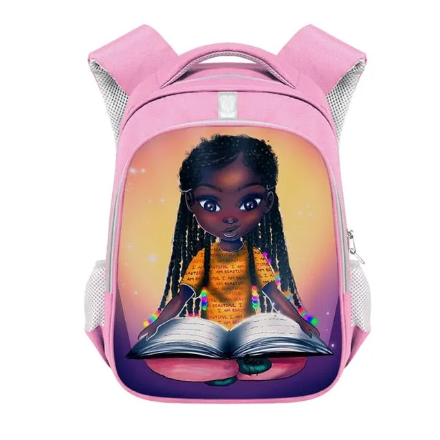 Cute Afro Black Girl with Crown Backpack