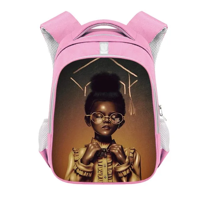 Cute Afro Black Girl with Crown Backpack