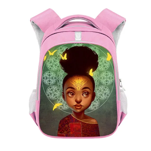 Cute Afro Black Girl with Crown Backpack
