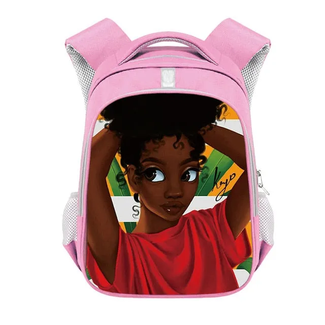 Cute Afro Black Girl with Crown Backpack