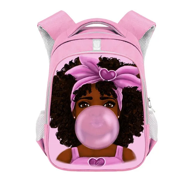 Cute Afro Black Girl with Crown Backpack