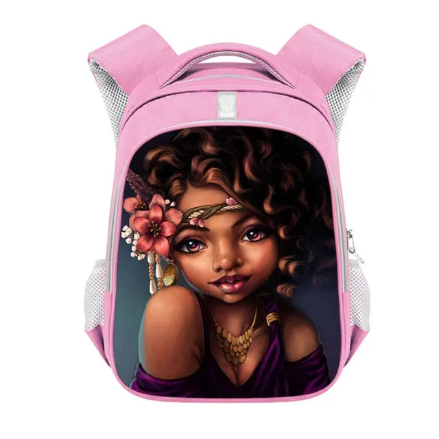 Cute Afro Black Girl with Crown Backpack