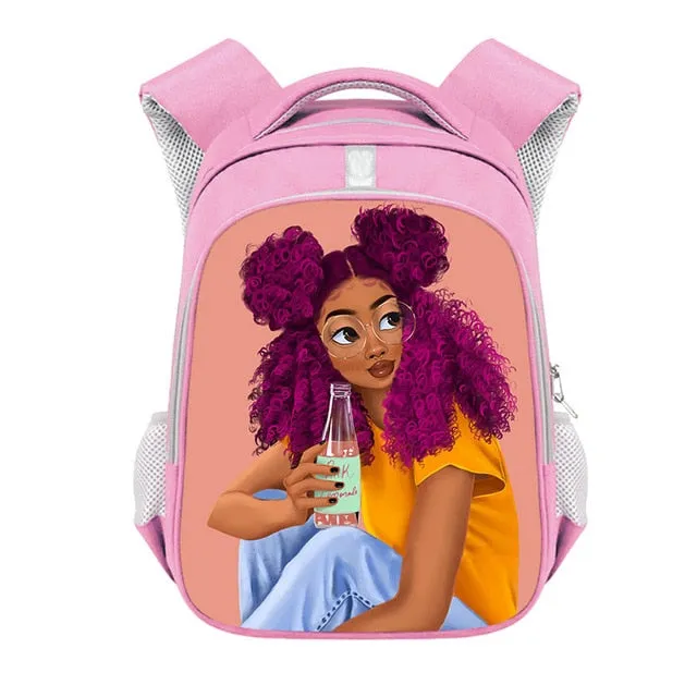 Cute Afro Black Girl with Crown Backpack