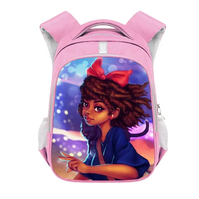 Cute Afro Black Girl with Crown Backpack