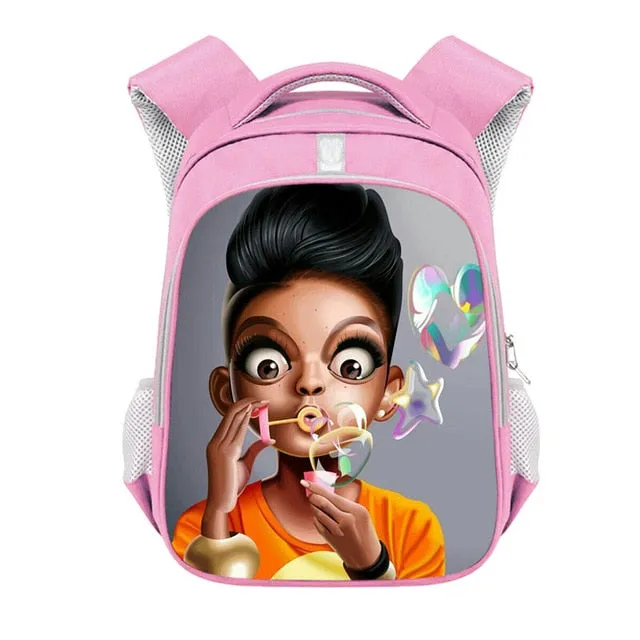 Cute Afro Black Girl with Crown Backpack