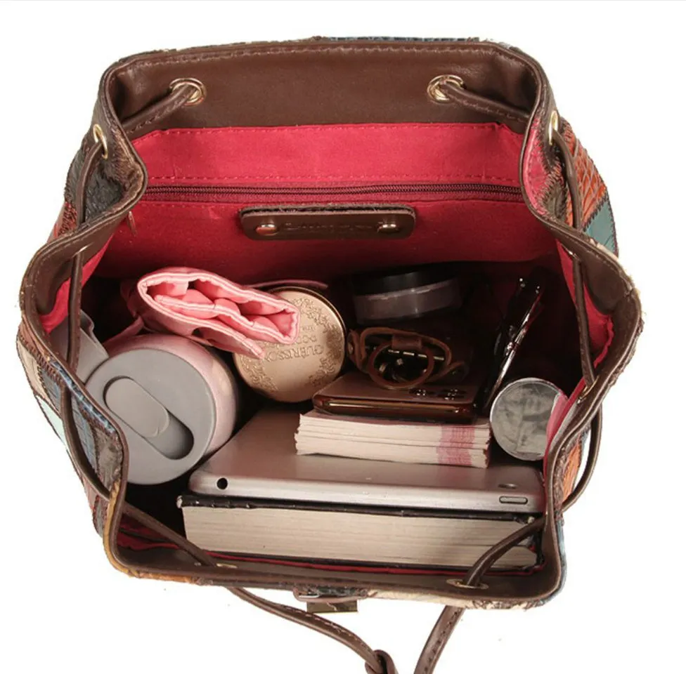 Cute Womens Leather Hippie Backpack Purse Western Backpack Bag