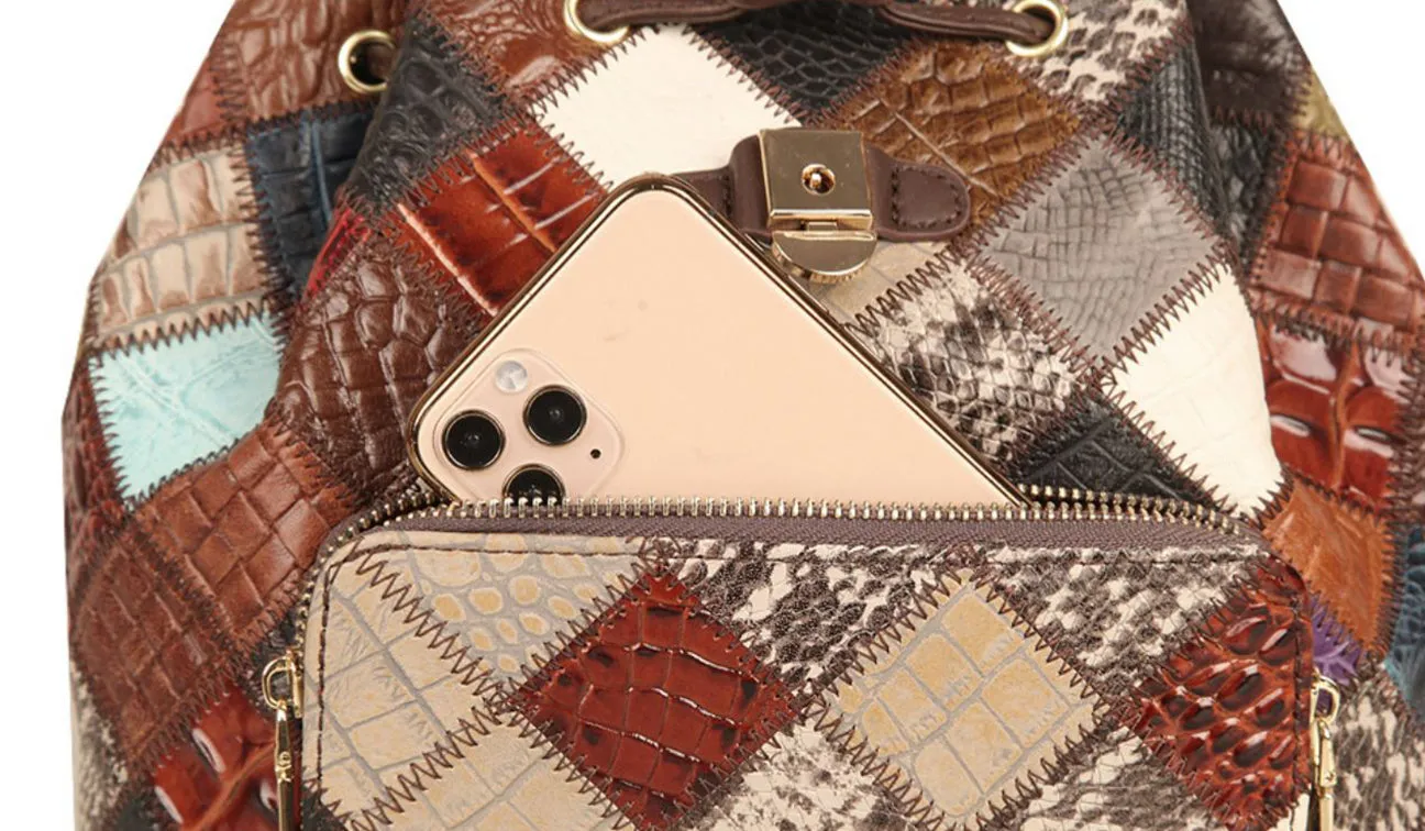 Cute Womens Leather Hippie Backpack Purse Western Backpack Bag