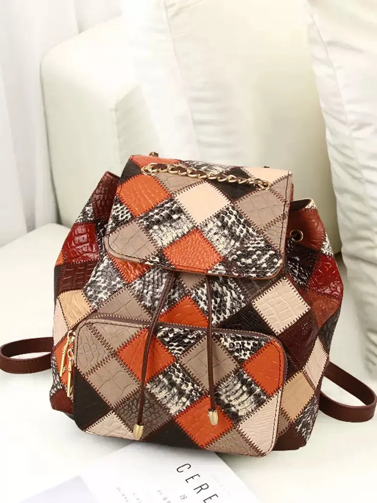 Cute Womens Leather Hippie Backpack Purse Western Backpack Bag