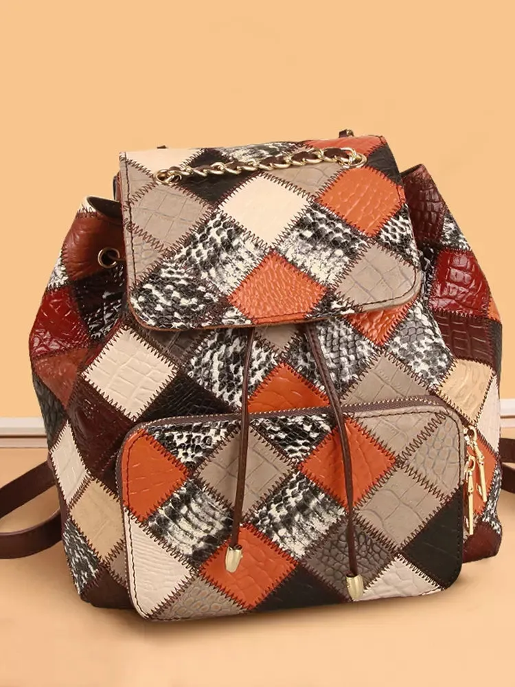 Cute Womens Leather Hippie Backpack Purse Western Backpack Bag