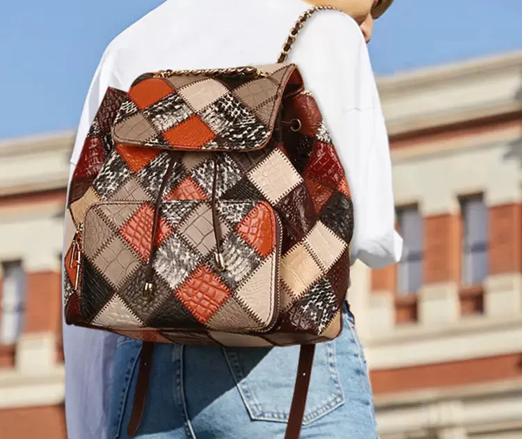 Cute Womens Leather Hippie Backpack Purse Western Backpack Bag