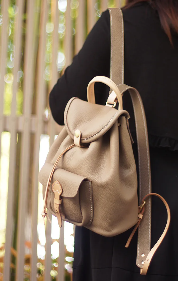 Cute Womens Lleather Rucksack Bag Leather Backpack Purse For Women