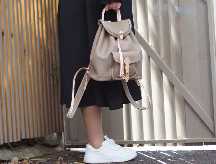 Cute Womens Lleather Rucksack Bag Leather Backpack Purse For Women