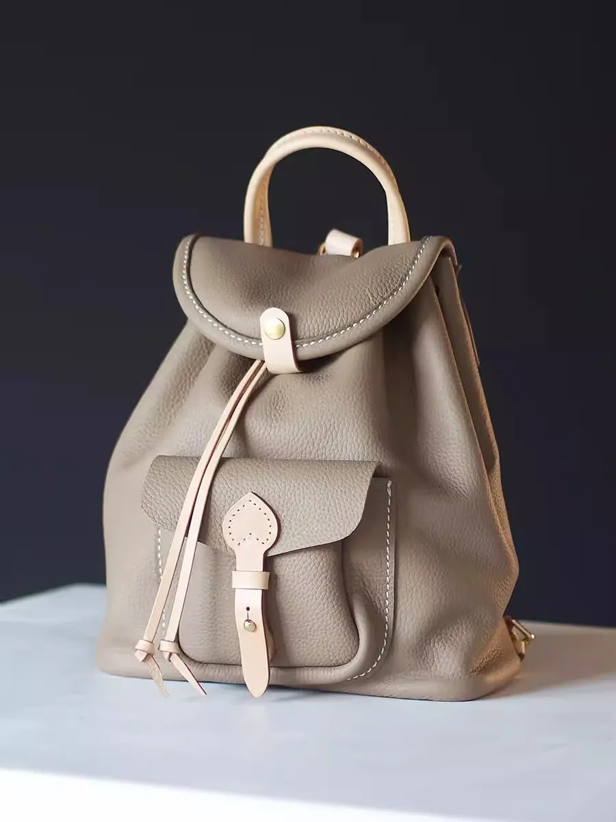 Cute Womens Lleather Rucksack Bag Leather Backpack Purse For Women