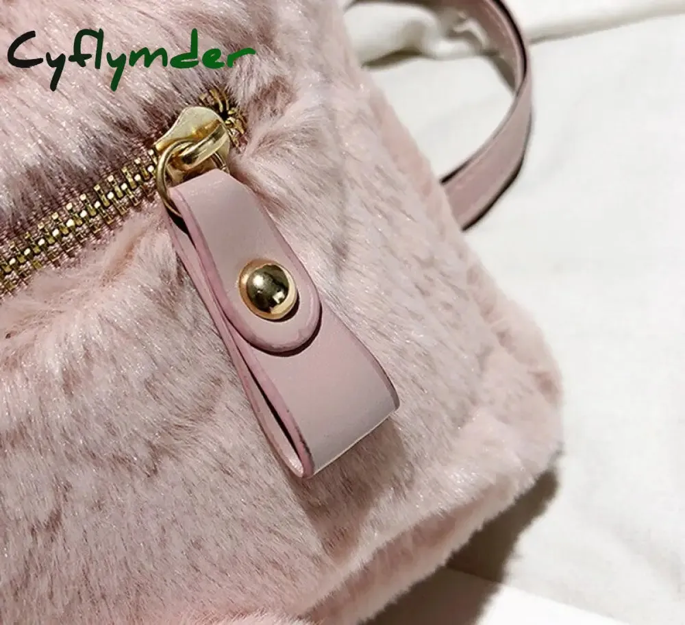 Cyflymder Furry Rabbit Ear Backpack cute Girls Shoulder Bag Mini Furry Fluffy Plush schoolbag Winter Women's Travel Bag