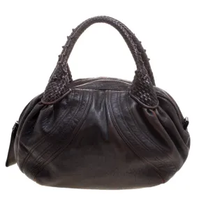 Dark Brown Leather Large Spy Bag