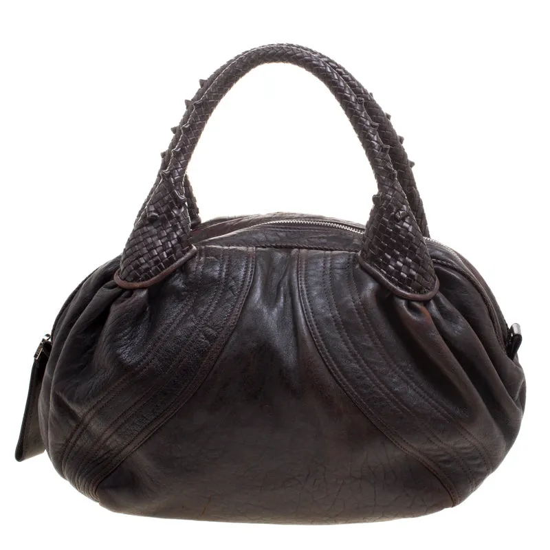 Dark Brown Leather Large Spy Bag
