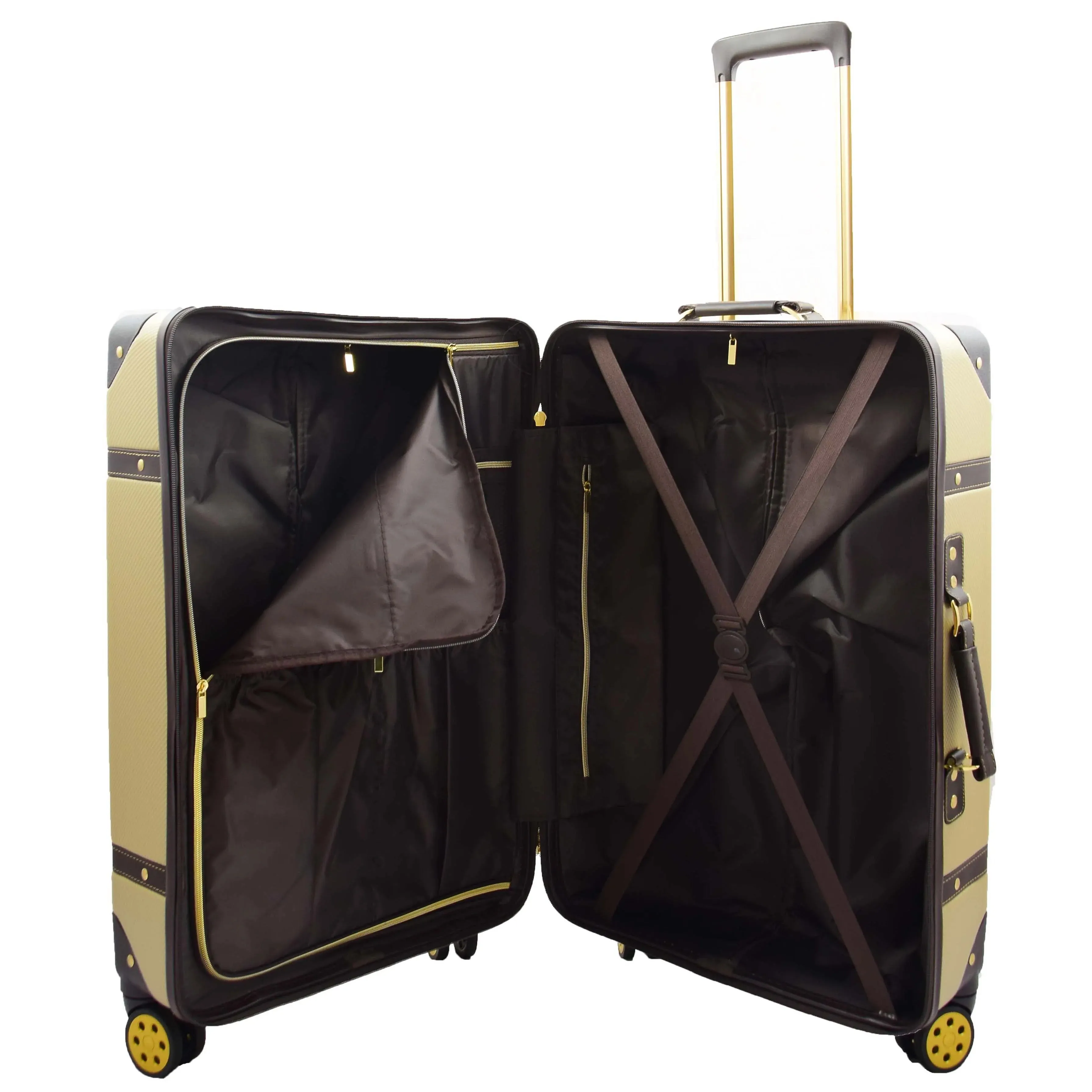 DR515 Travel Luggage with 8 Spinner Wheels Gold