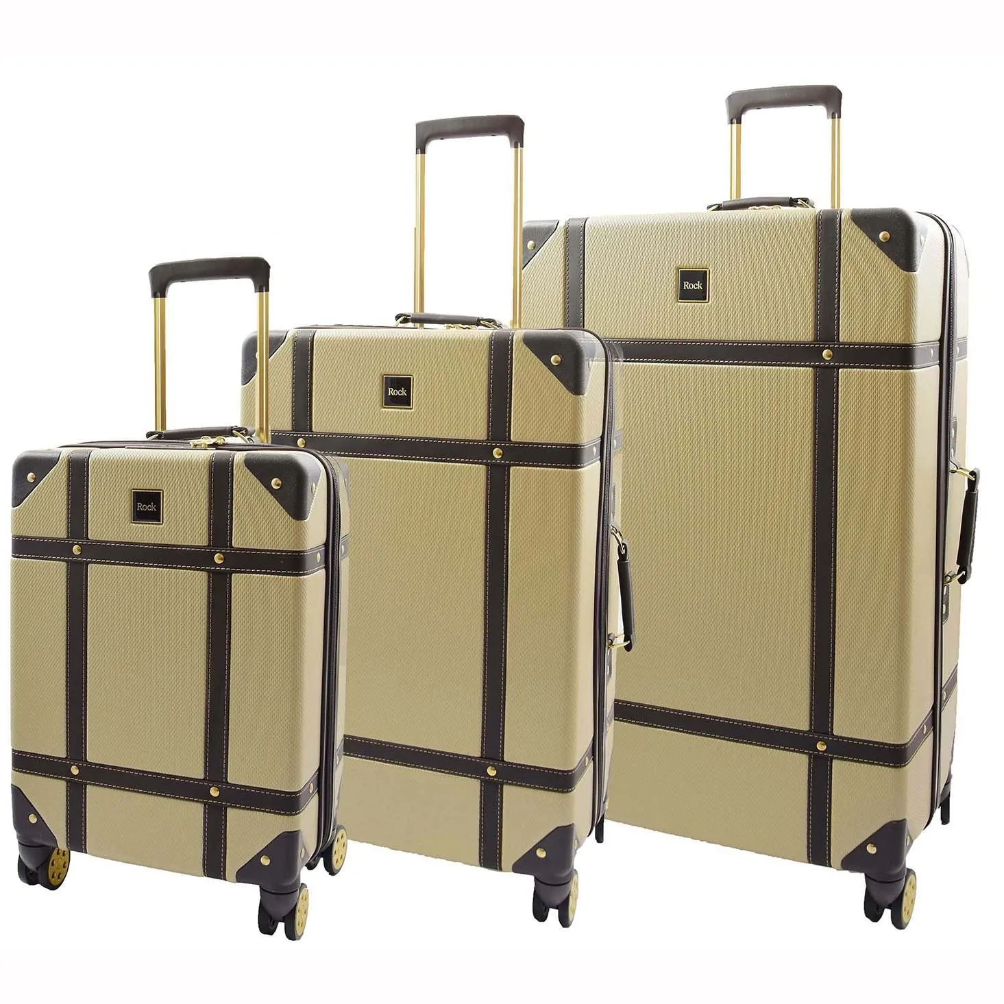 DR515 Travel Luggage with 8 Spinner Wheels Gold