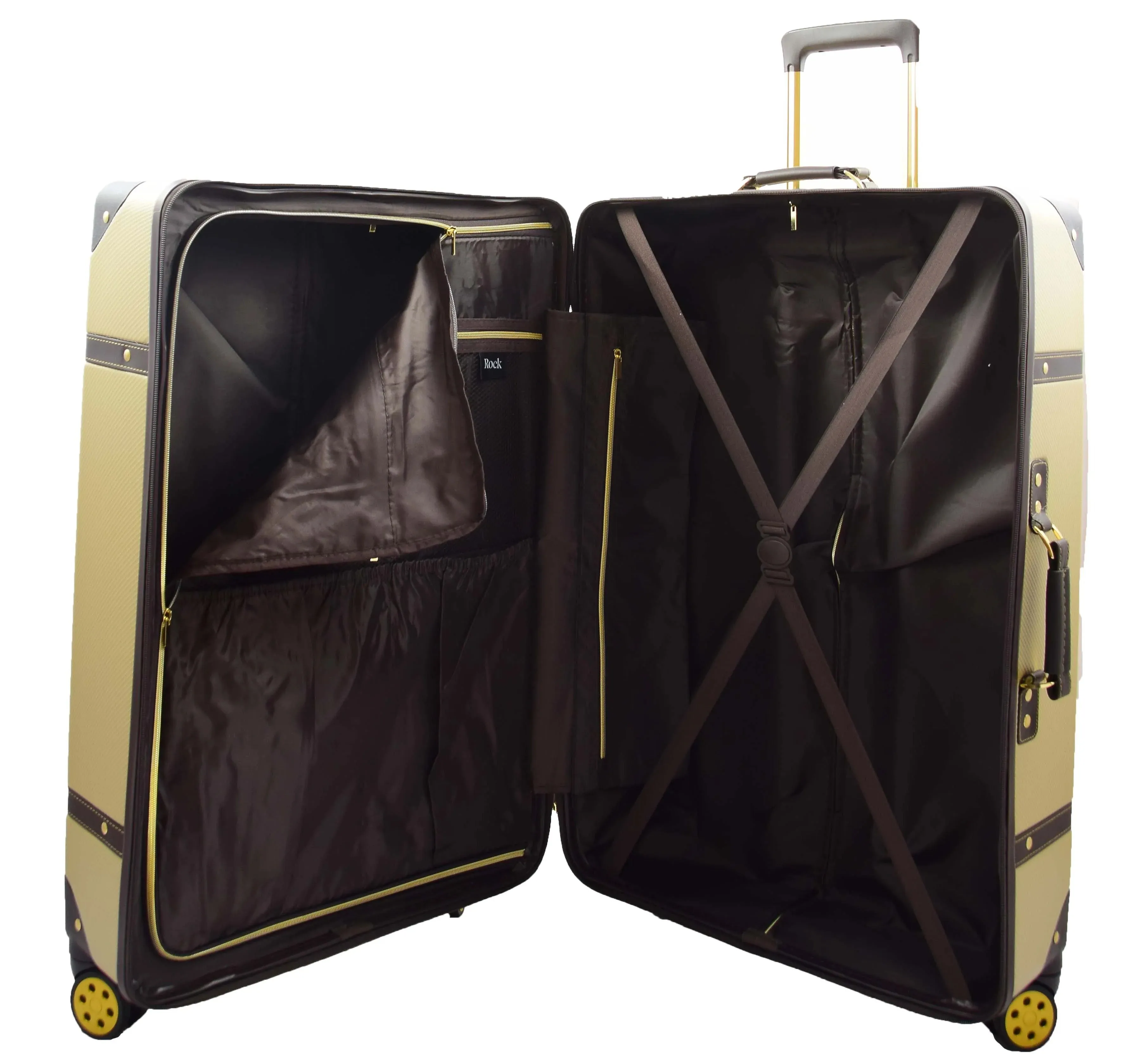 DR515 Travel Luggage with 8 Spinner Wheels Gold