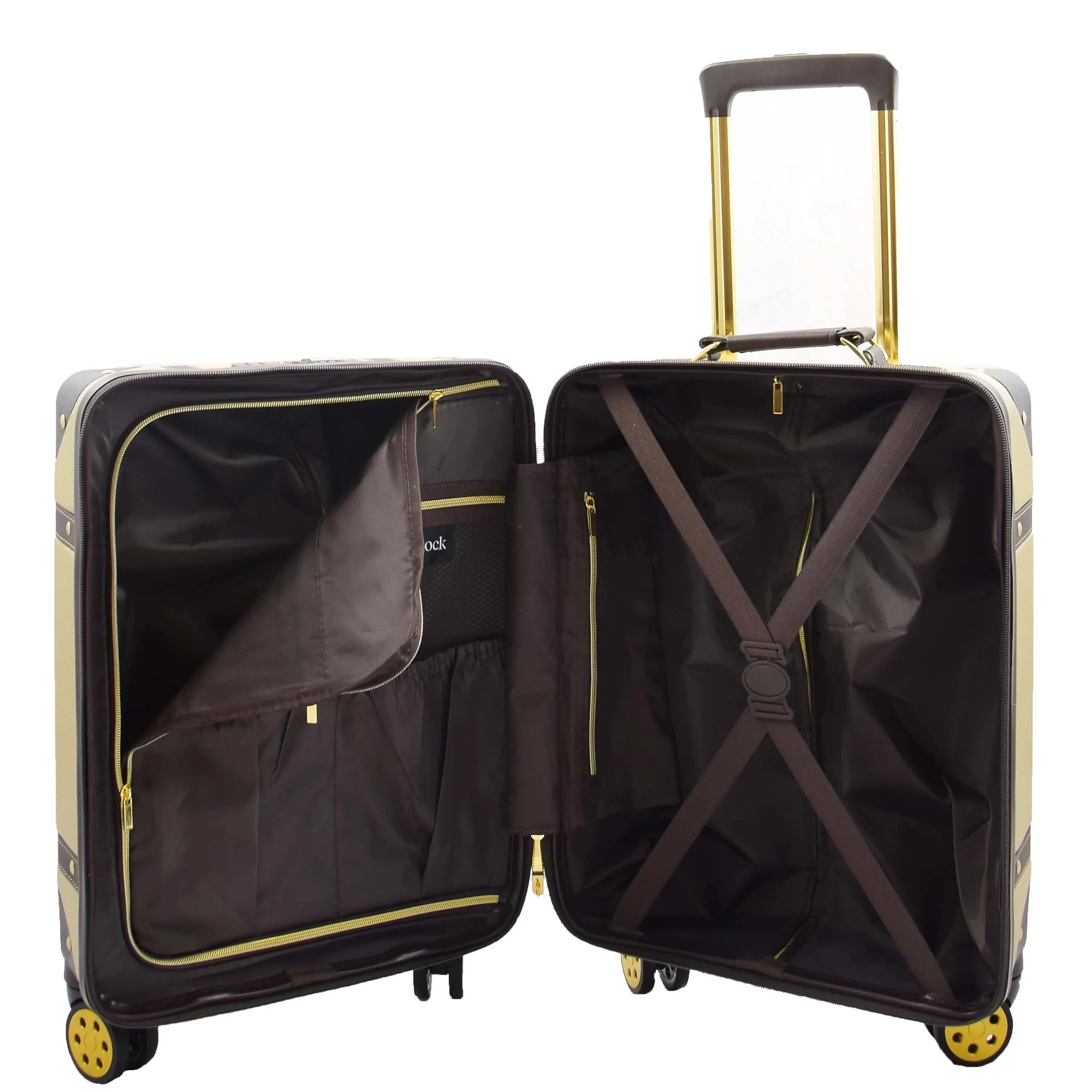 DR515 Travel Luggage with 8 Spinner Wheels Gold