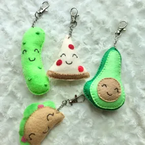Felt Food Keychains- Pizza, Taco, Pickle, Avocado