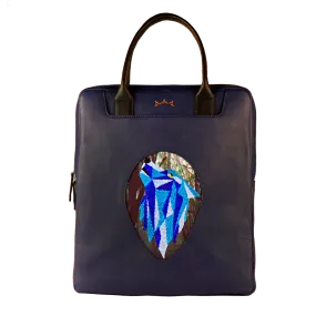 Genuine Leather Handcrafted Laptop Bag Unisex (Navy Blue)