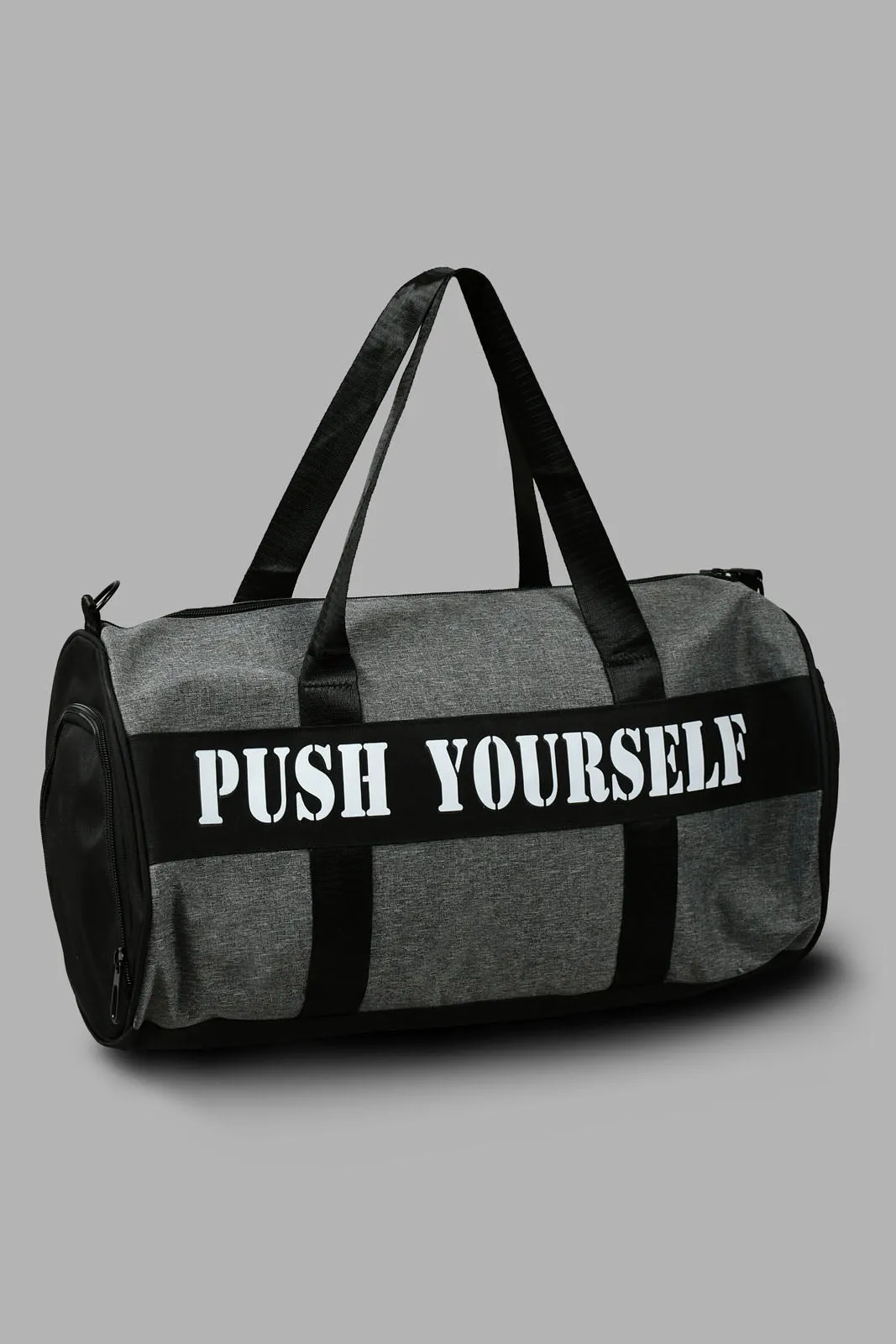 Grey Printed Duffle Bag