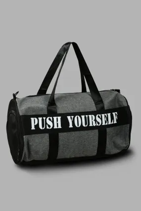 Grey Printed Duffle Bag