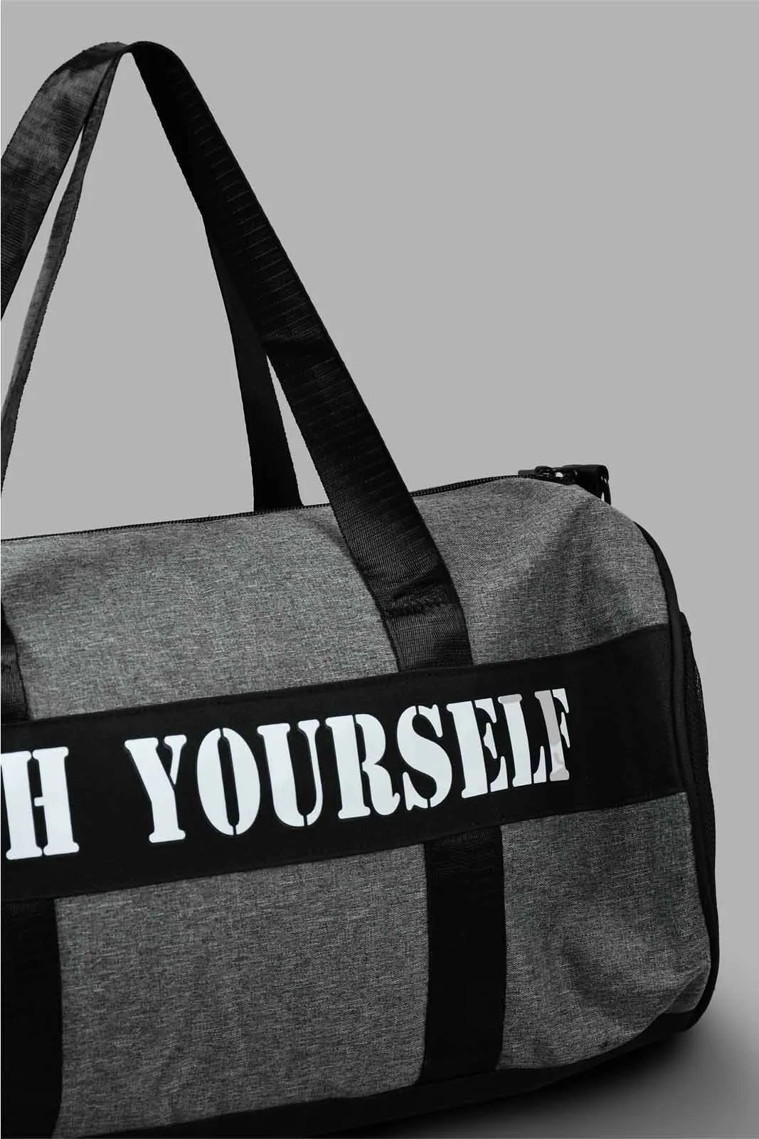 Grey Printed Duffle Bag