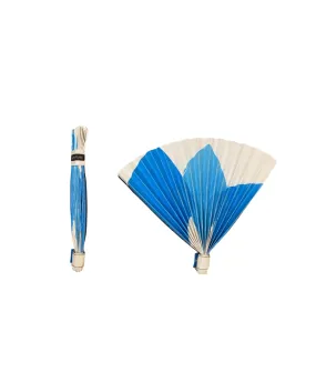 Hand Folding Fan - Blue Squares
