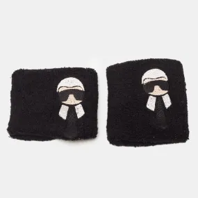 Karl Loves Black Terry Cotton Sweat Wrist Band (TU)