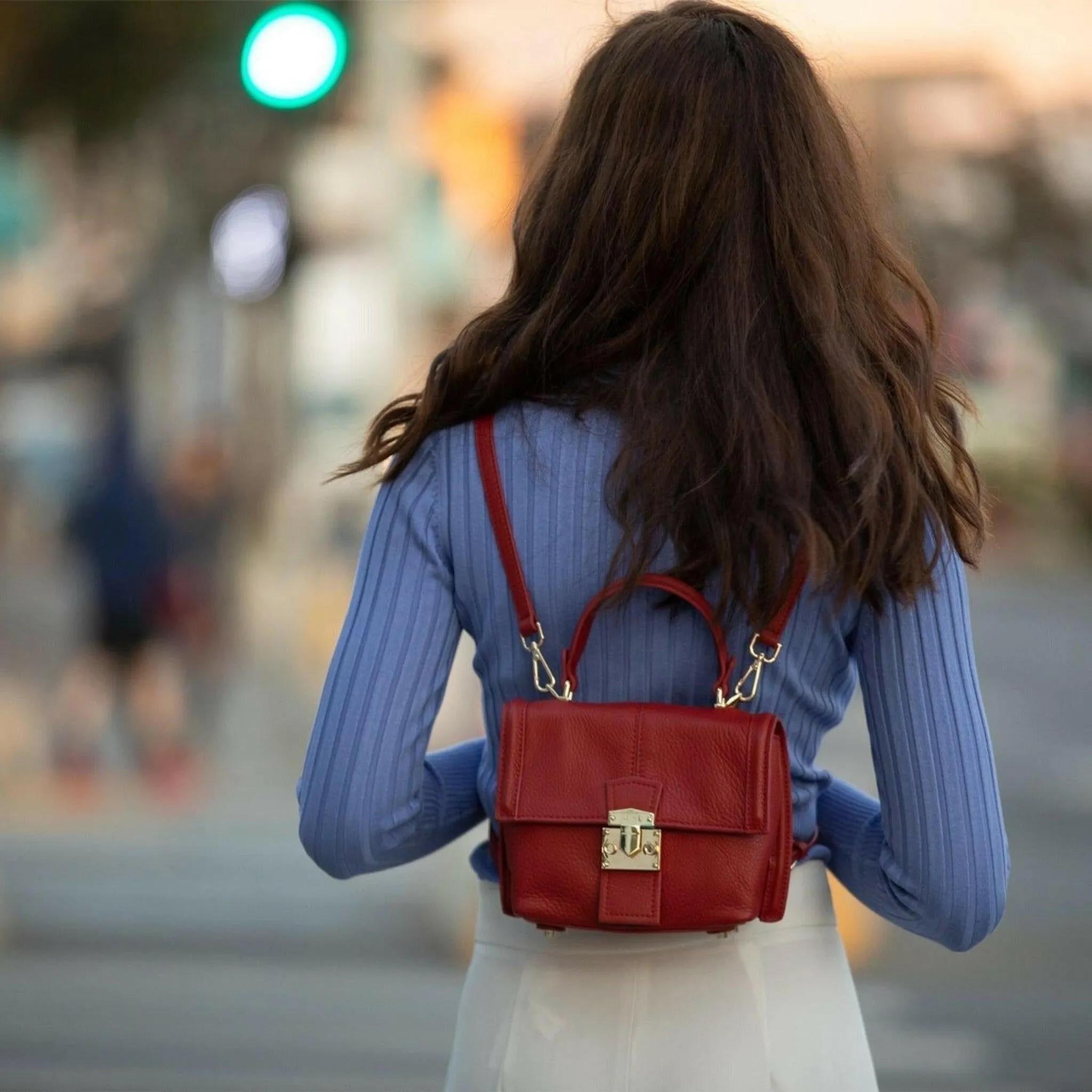 Linda Red Leather Backpack Purse