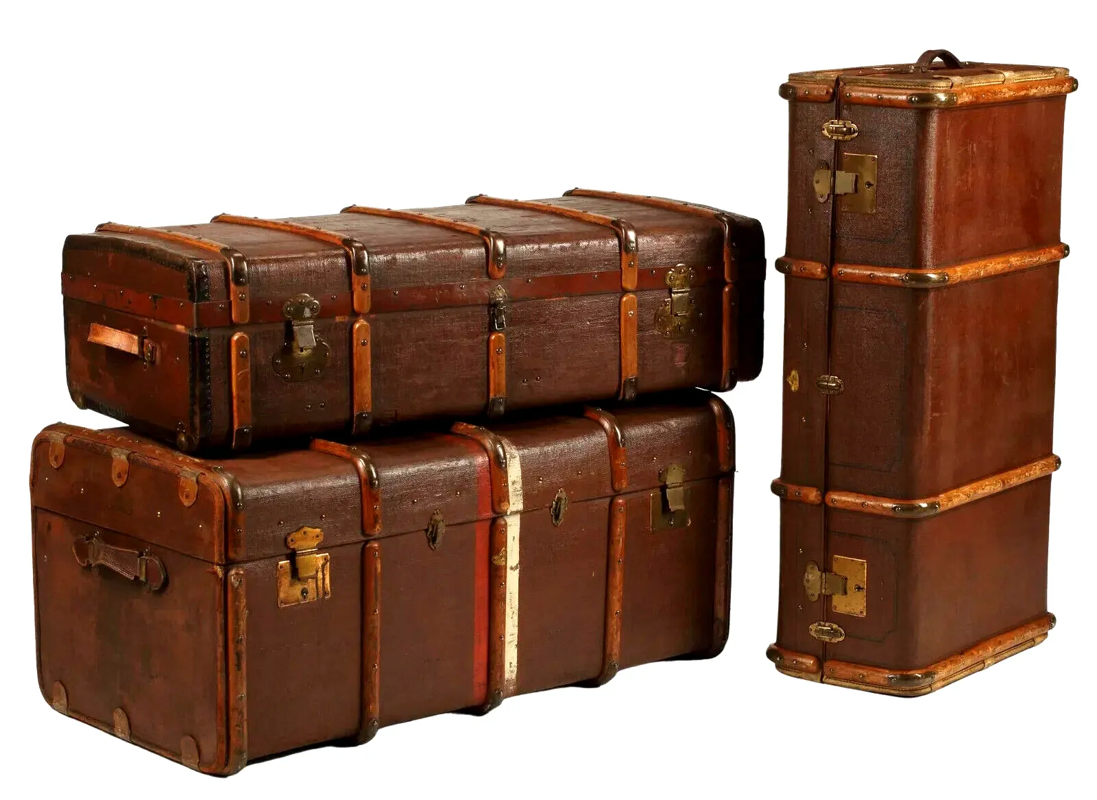 Luggage, Suitcases, Trunks, Travel, Set of 3, Medium Brown Tones, Vintage!!