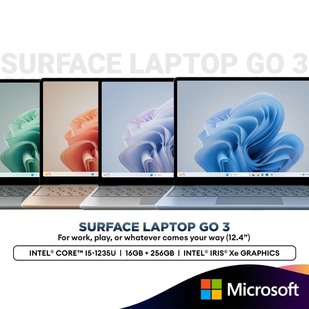 Microsoft Surface Laptop Go 3 12.4” PixelSense™ Display (Intel® Core™ i5-1235U | 16GB   256GB | Intel Iris Xe Graphics)