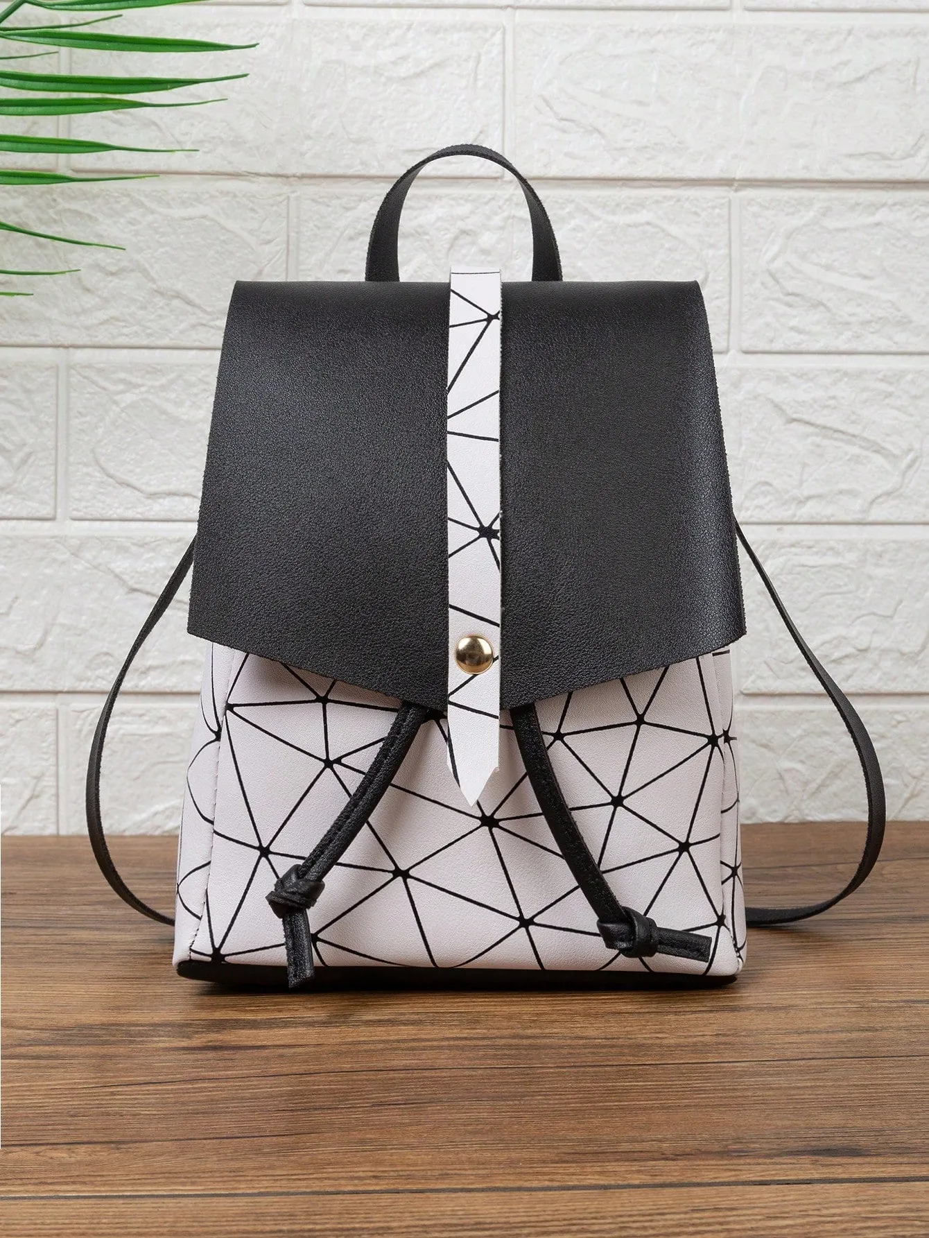 Mini Flap School Backpack Shoulder Handbag, Lightweight Leather  (2 colors)