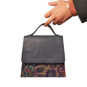 Mini Sling Bag - Genuine Leather- Kantha Handcrafted Cute Sling