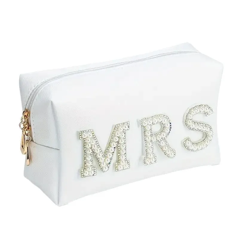 Mrs. White Zipper Cosmetics Pouch