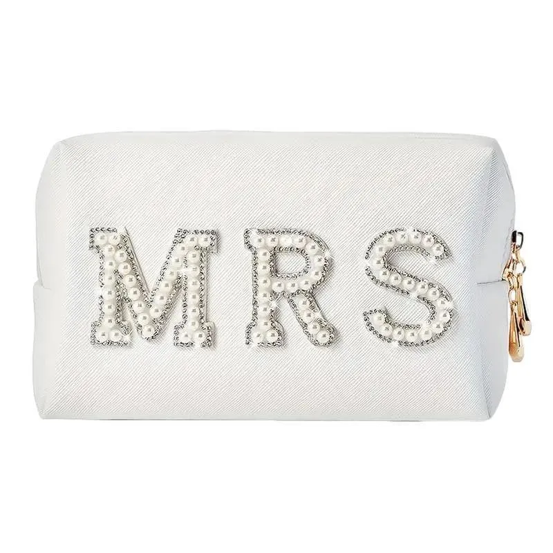 Mrs. White Zipper Cosmetics Pouch