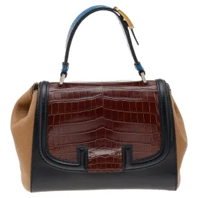 Multicolor Leather And Crocodile Silvana Satchel
