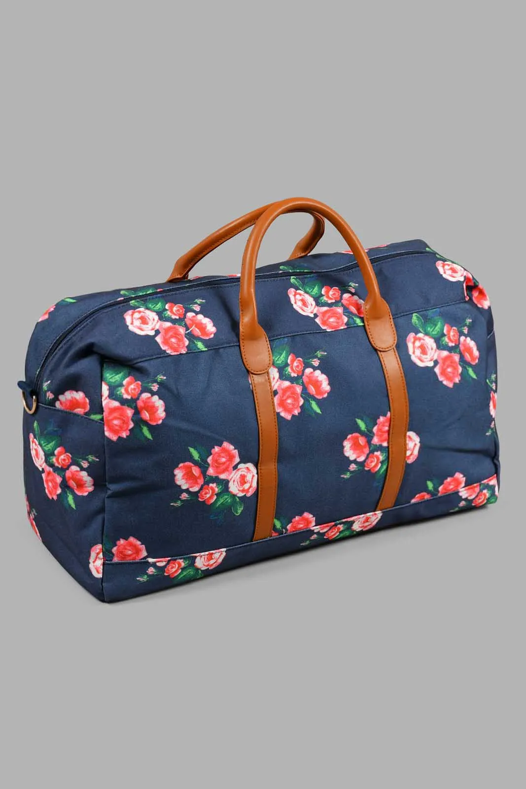 Navy Floral Duffle Bag