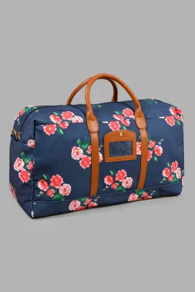 Navy Floral Duffle Bag