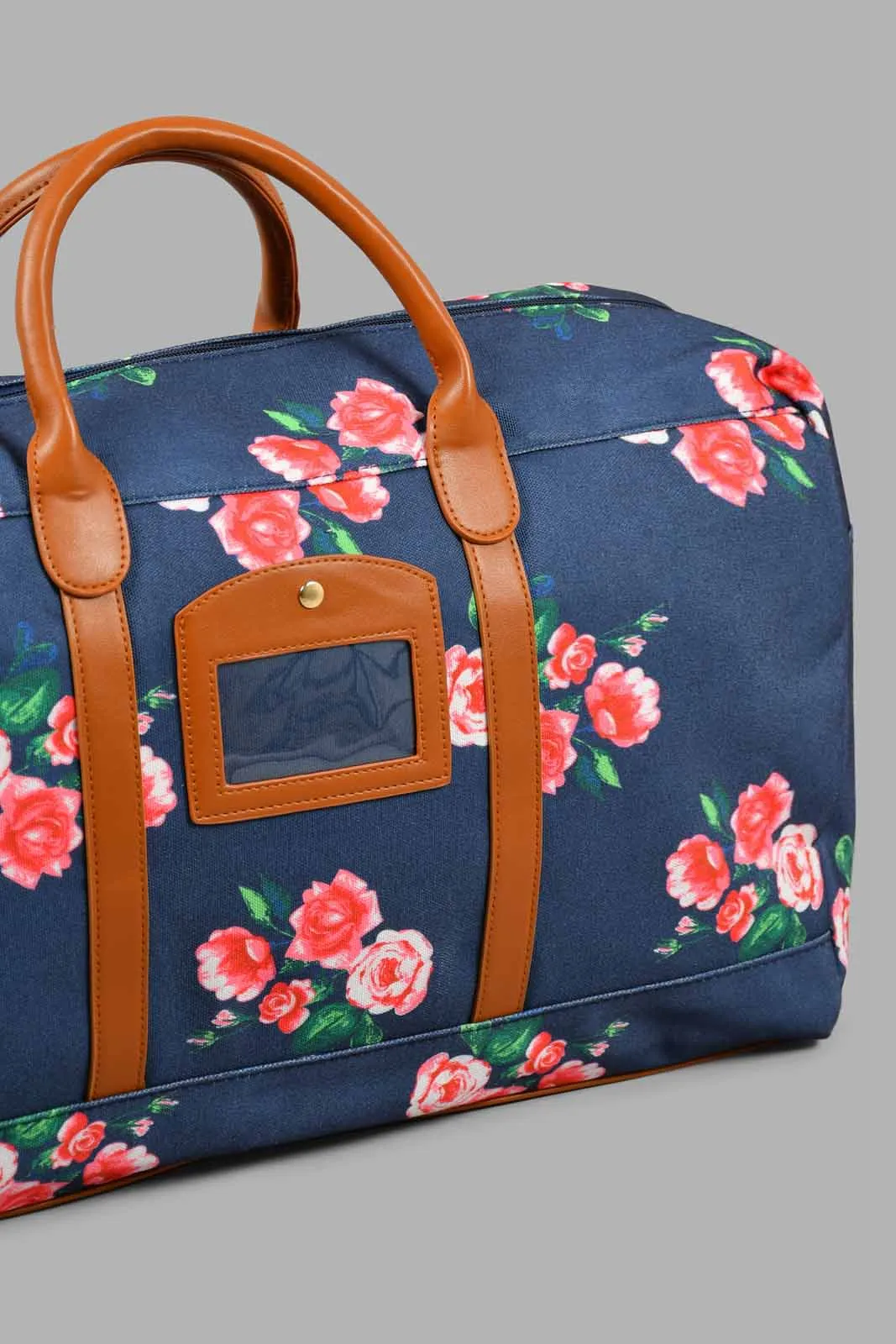 Navy Floral Duffle Bag