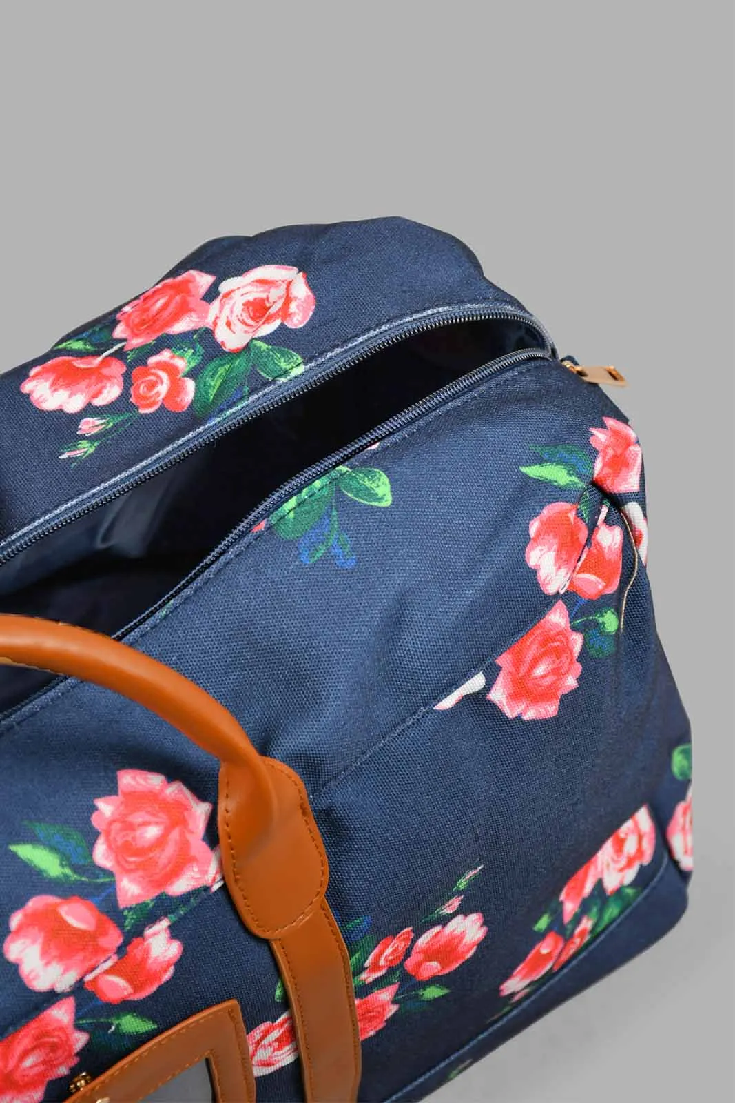 Navy Floral Duffle Bag