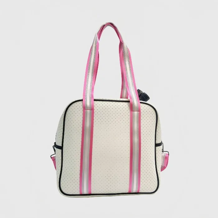 Neoprene Crossbody Sling Pickleball Bag Tote White/Silver/Pink