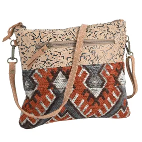 Ohlay Bags OHV369 Cross Body Ii Upcycled Wool Embossed Genuine Leather Women Bag Western Handbag Purse