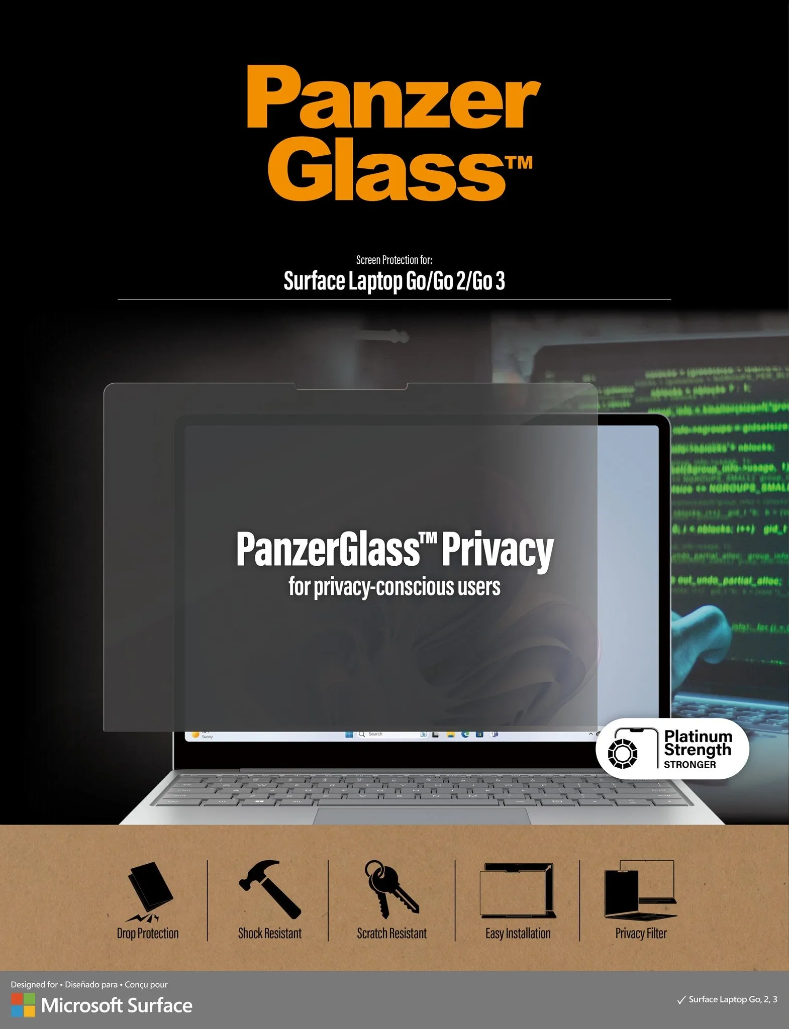PanzerGlass® Privacy Screen Protector Microsoft Surface Go 2 | Go