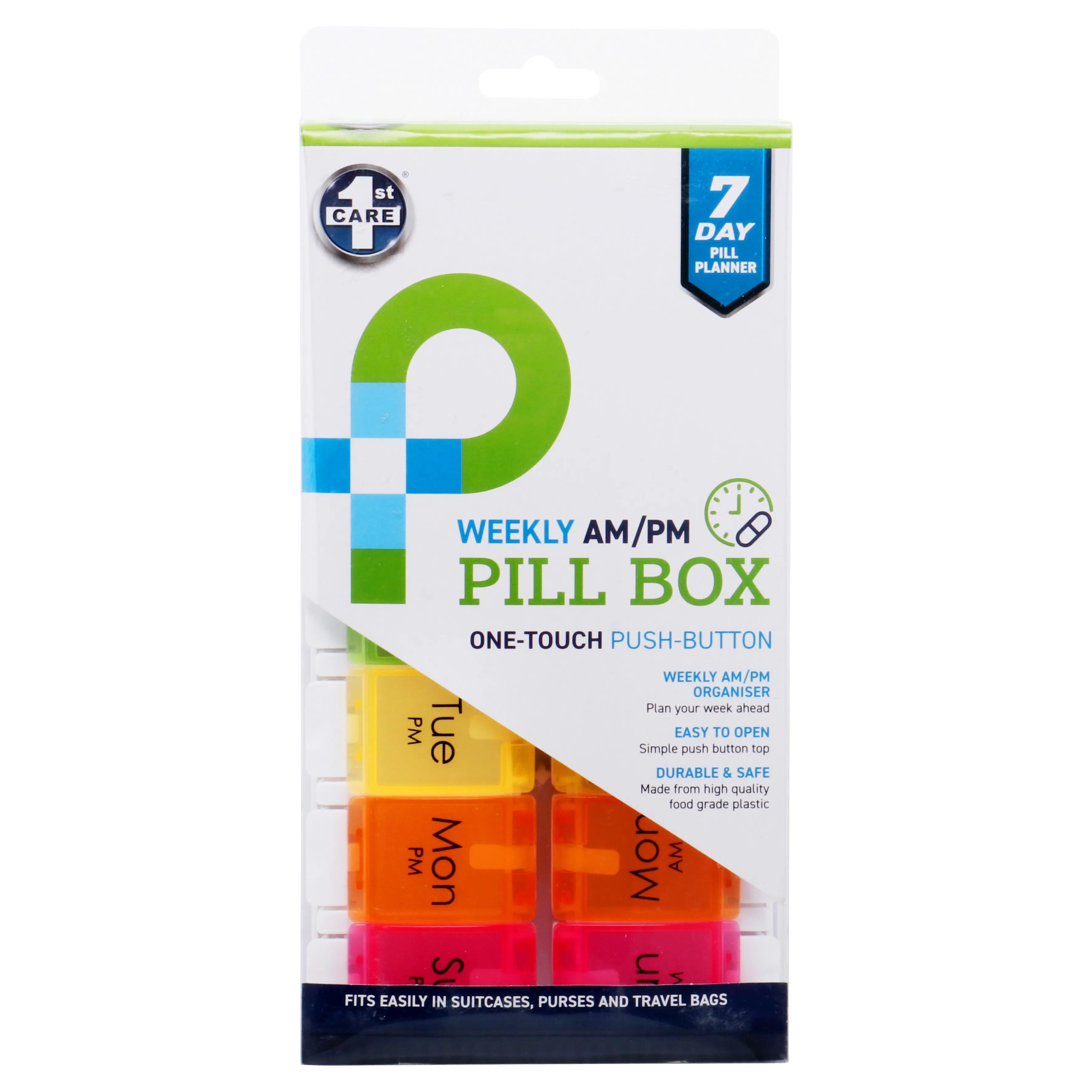 Pill Organiser One Touch Push Button - 7 Days